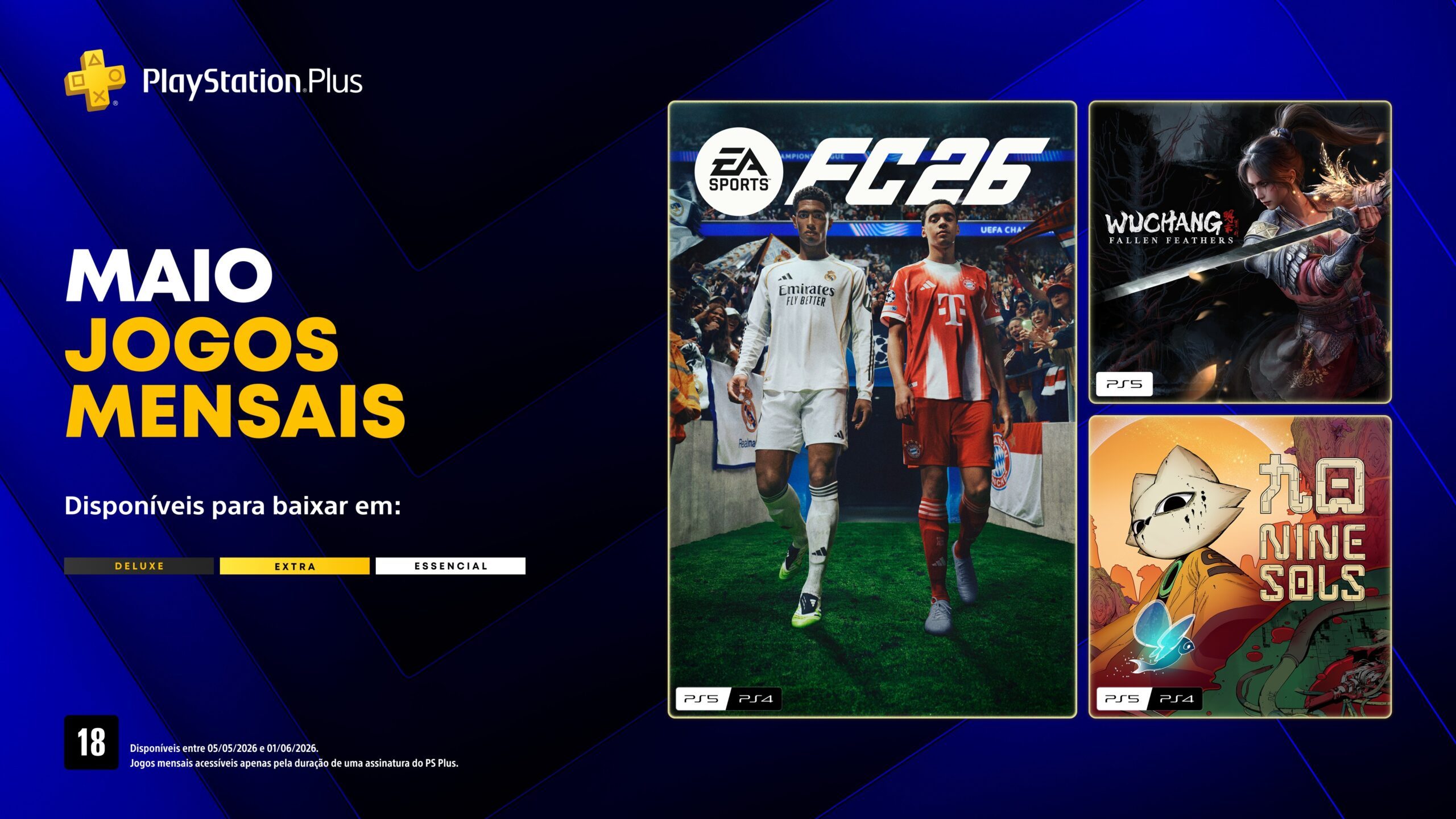 EA Sports FC 26 Lidera os Jogos Mensais da PlayStation Plus em Maio de 2026