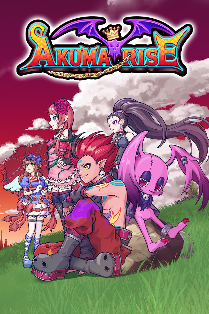 Cena de JRPG Akuma Rise com personagens de estilo anime