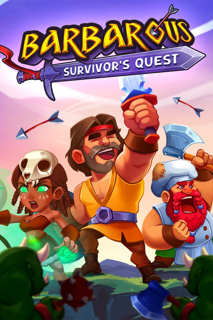 Héroi em combate contra múltiplas criaturas em Barbarous: Survivor's Quest