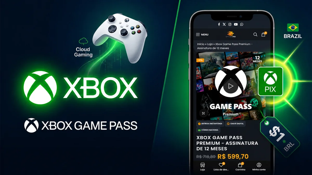 Como assinar Game Pass Premium por 12 meses usando Pix na Gift Card Pro