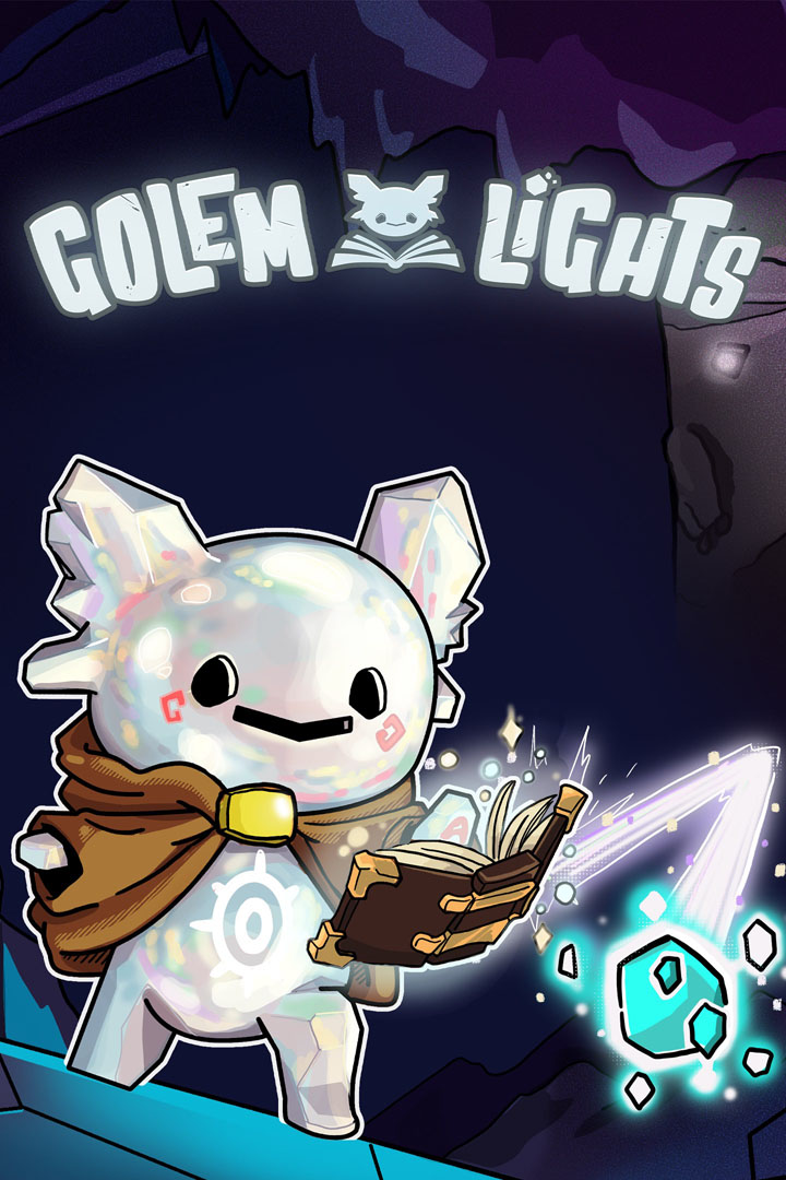 Puzzle Golem Lights com raios de luz e cristais