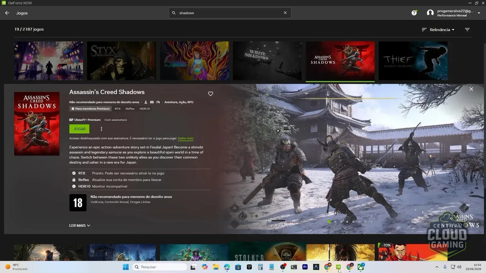 Assassin's Creed Shadows jogável no GeForce Now Abya!
