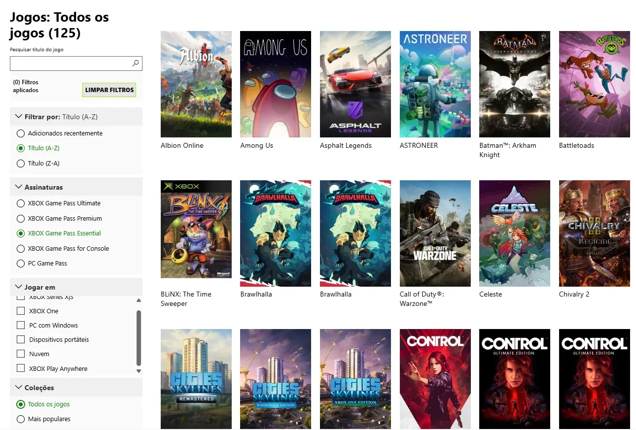 Game Pass Essential com 125 Jogos.