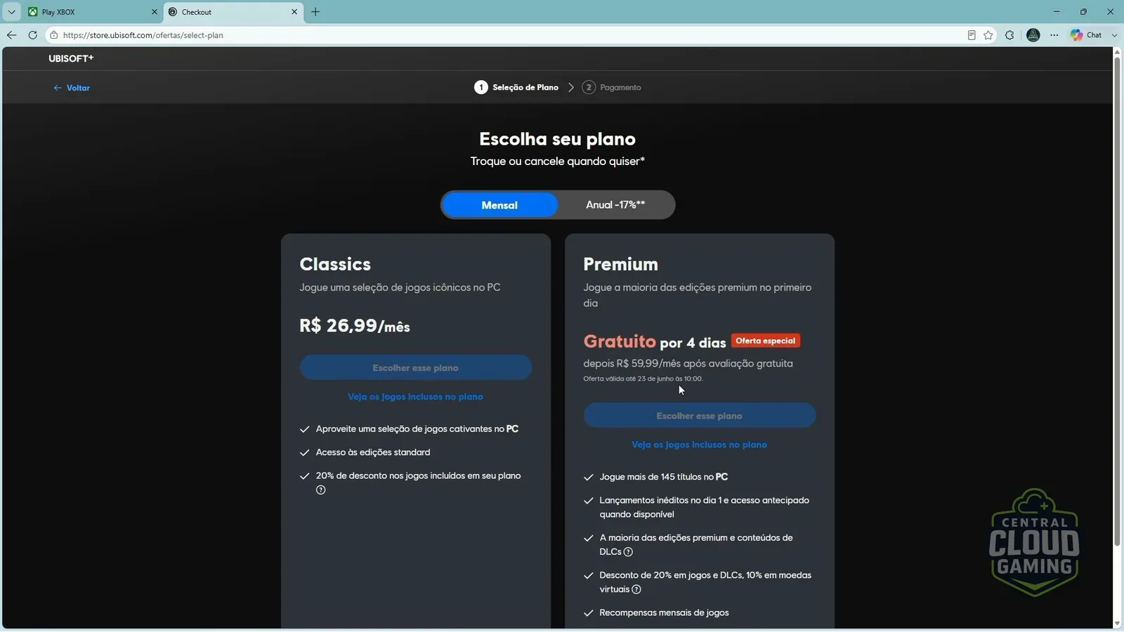 Assinatura Ubisoft+ Premium por 5 dias (4 no momento da gravação).