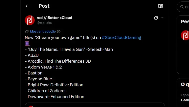 Xcloud ganha dezenas de jogos novos via ‘Transmita seu Próprio Jogo’ e reforça padrão para futuros lançamentos