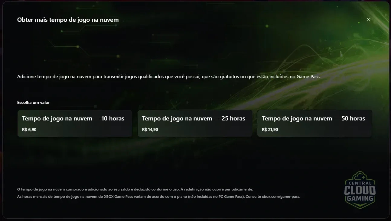 Preço para nós do Brasil no Xcloud!