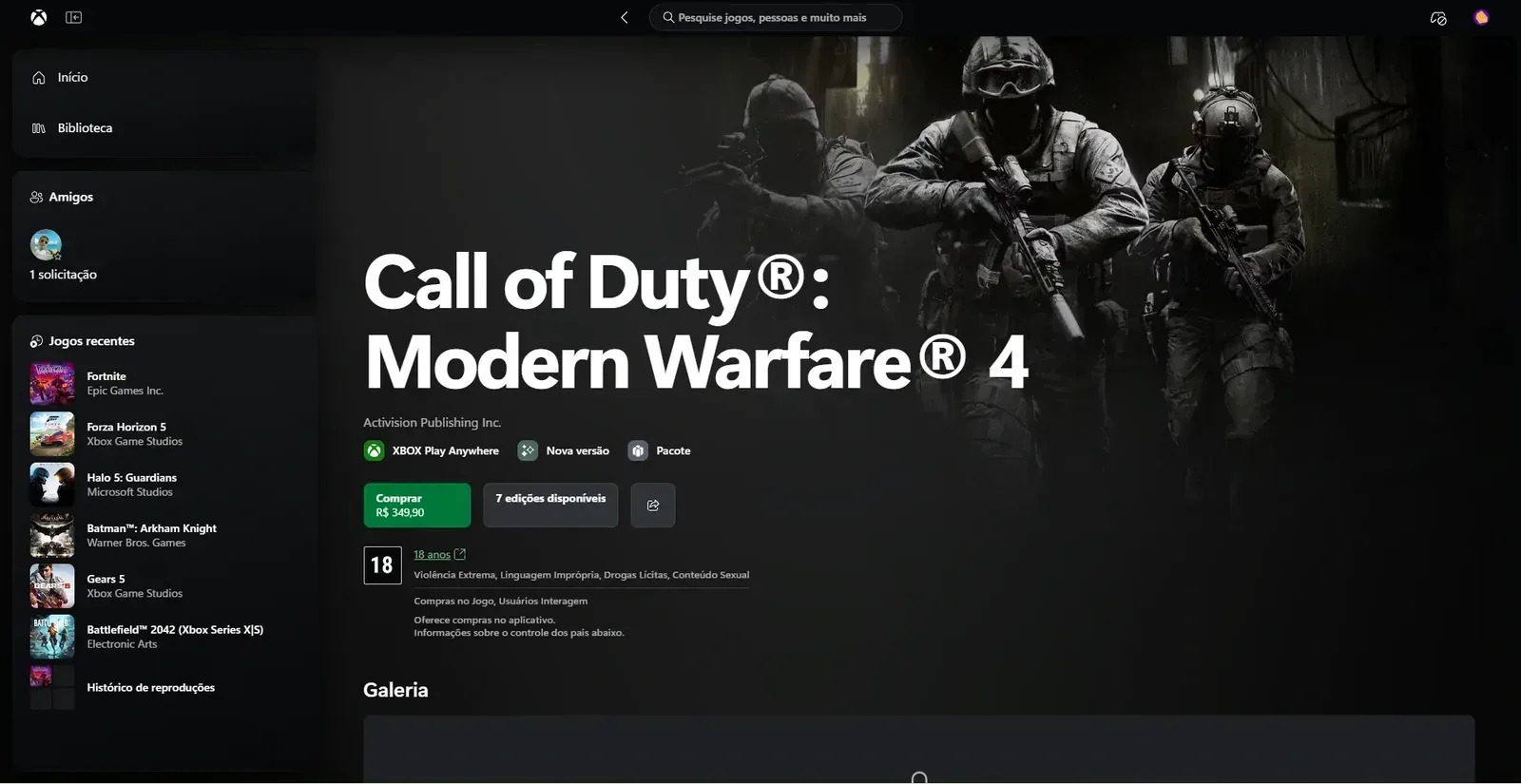 COD MW4 está disponível para jogar na Xcloud!