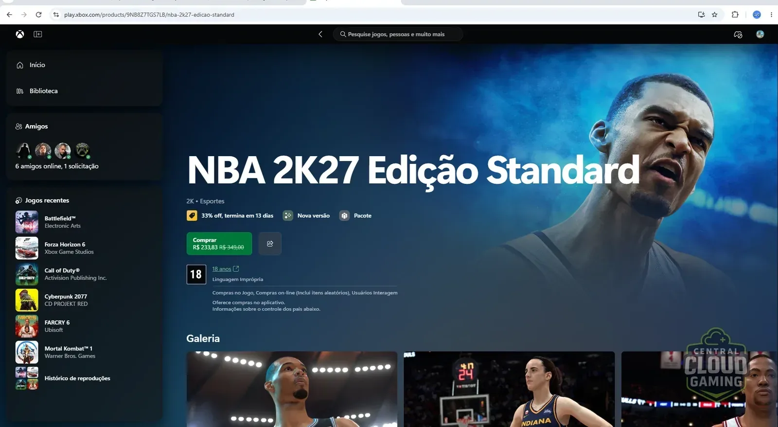 NBA 2K27 sem liberação para jogar de graça.